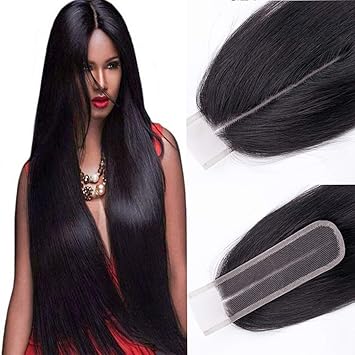 Amanda Hair 18inch Natural Black Kim K Closure 2x6inch Straight
