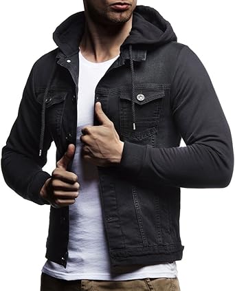black hooded denim jacket mens