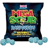 Barnetts - Mega Sour Candy Raspberry 454g (1lb) - Trendy Sweet Bags - Traditionally Handmade Sweets - Sour Coating Lasts 20 Seconds - Candies for Party Bag, Gift Hamper, or Hamper Box