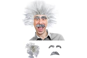 Tigerdoe Mad Scientist Costume - Scientist Costume - Mad Scientist Wig - Physicist Costume - (3 Piece Set)