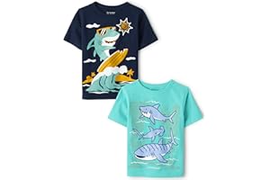 The Children's Place Unisex-Baby and Toddler Dinos,Animals,Cars Short Sleeve Graphic T-Shirts,2 Pack