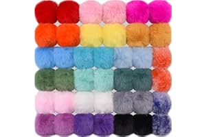 BQTQ 40 Pieces Faux Fur Pom Pom Balls with Elastic Loop DIY Fluffy Pom Pom Faux Rabbit Fur Pom Pom for Hats Beanie Shoes Scarves Gloves Bags Accessories(Light Color)