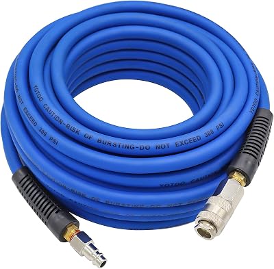 YOTOO Hybrid Air Hose 15m 6.5mm ID 300 PSI Bend Restrictors 1/4" Coupler Blue