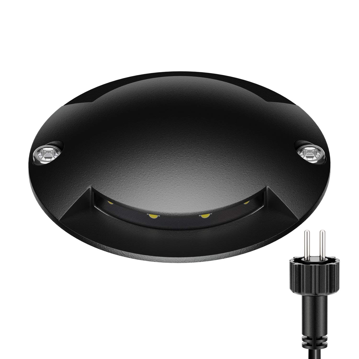 ledscom.de LED Ground Light, Path Marker BUNDA for Outdoors, IP67, 2-Flame, Black, Round, 70mm Ø, Cool White