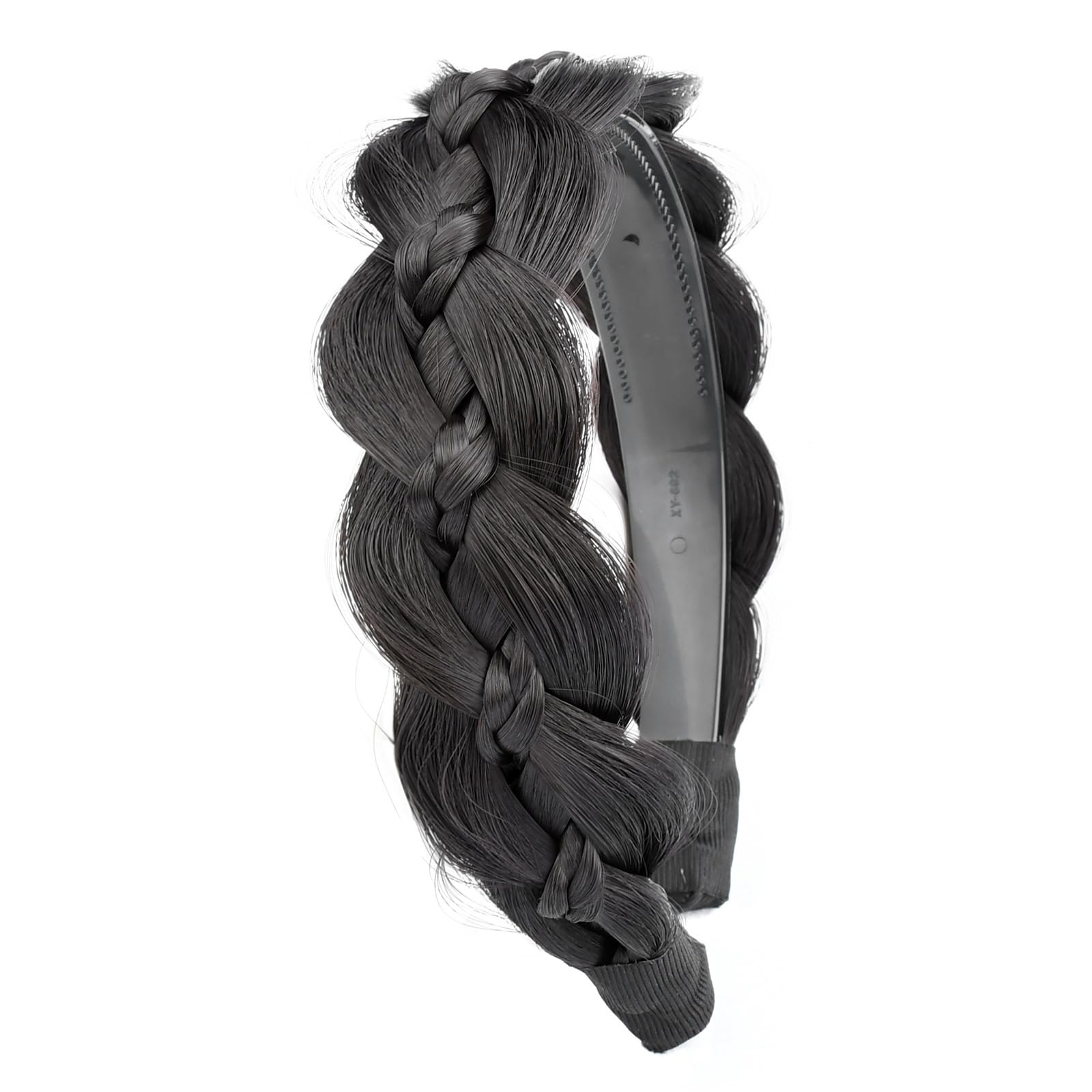 BOBIYA Plaited Hair Headband with Tooth Braid Hair Headband with Teeth Wide Braided Hair Headband (Deep Brown, One Size)