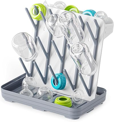 SpaceAid Space Saving Baby Bottle Drying Rack 20 Hooks Gray White