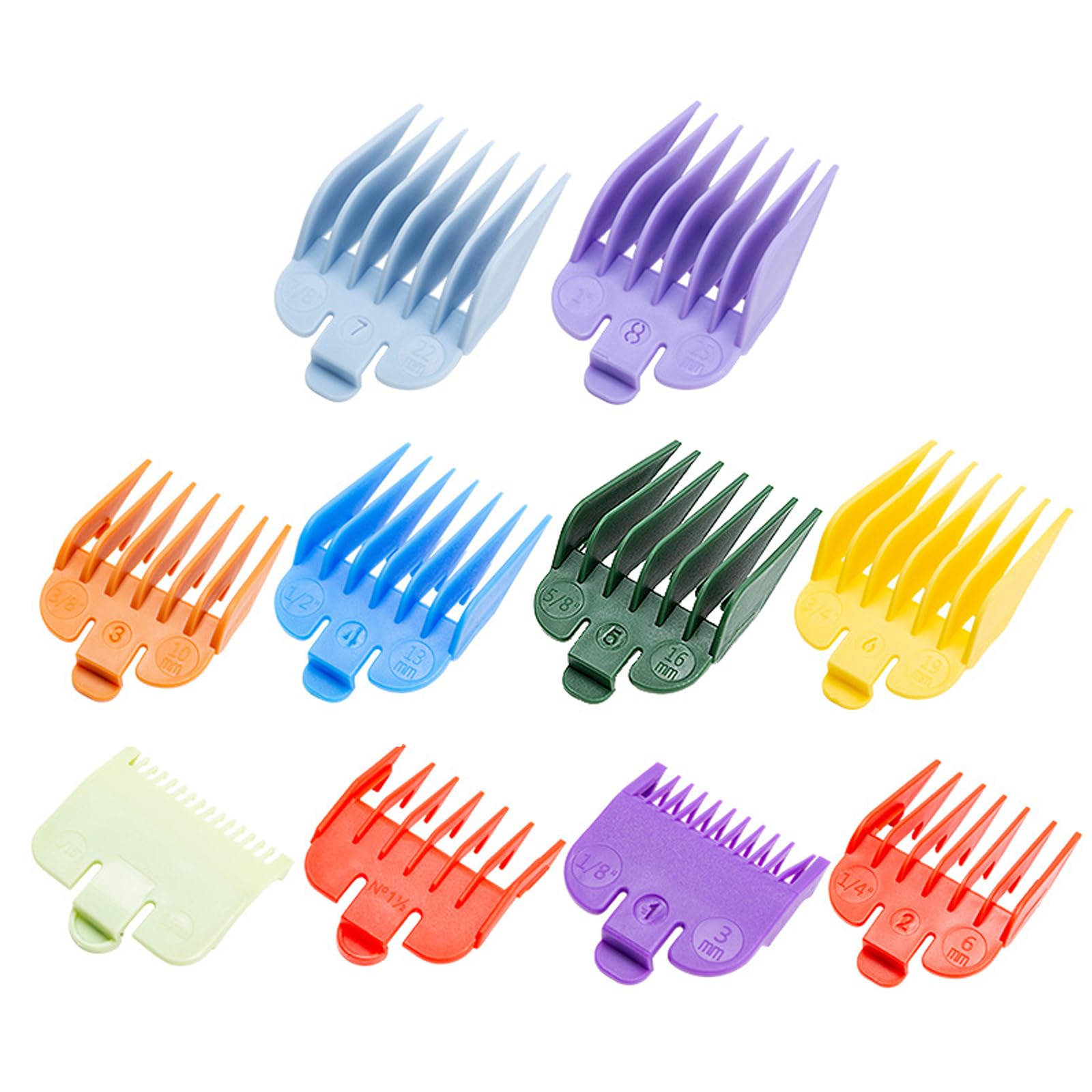 10 Pcs Professional Hair Clipper Guide Combs,Multi Size Replacement Guards Set,Attachment Guide Combs for Many Clippers Trimmers