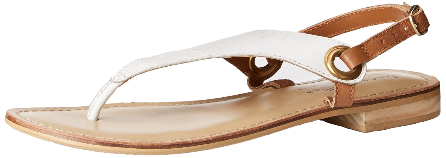 lara + lillian women's yancisca covered flat thong sandal, white/tan, 6 m us