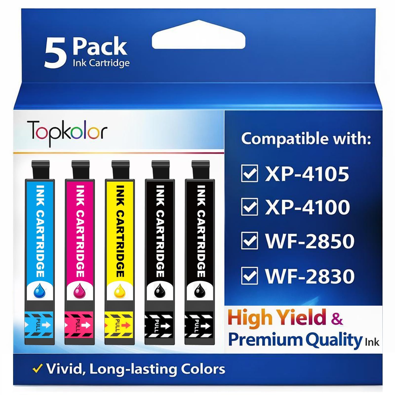 Photo 1 of Topkolor Remanufactured Replacement for 212XL Ink Cartridges Combo Pack Replacement for Epson 212 for Expression Home XP-4100 XP-4105 Workforce WF-2830 WF-2850 (2 Black 1 Cyan Magenta Yellow, 5-Pack)