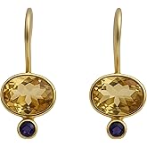 Natural Gemstone Gold Plated Sterling Silver Drop Earrings - Handmade Jewellery Gift Ideas for Women