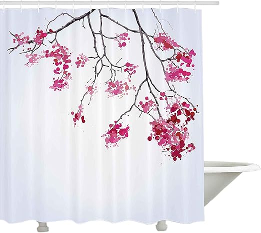 Yeuss Japanische Duschvorhang Kirschblute Sakura Tree Floral