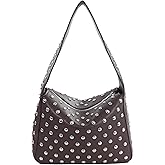 Amzufs Studded Purses Y2k Shoulder Bag 90s Punk Women Small Shouder Purse Vegan Leather Designer Handbags Streetwear