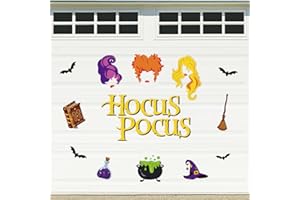 AnyDesign Hocus Pocus Garage Decoration Magnet Stickers Halloween Witch Garage Door Decals Halloween Magnet Refrigerator Stickers for Trick or Treat Party Home Door Car Decorations, 18Pcs