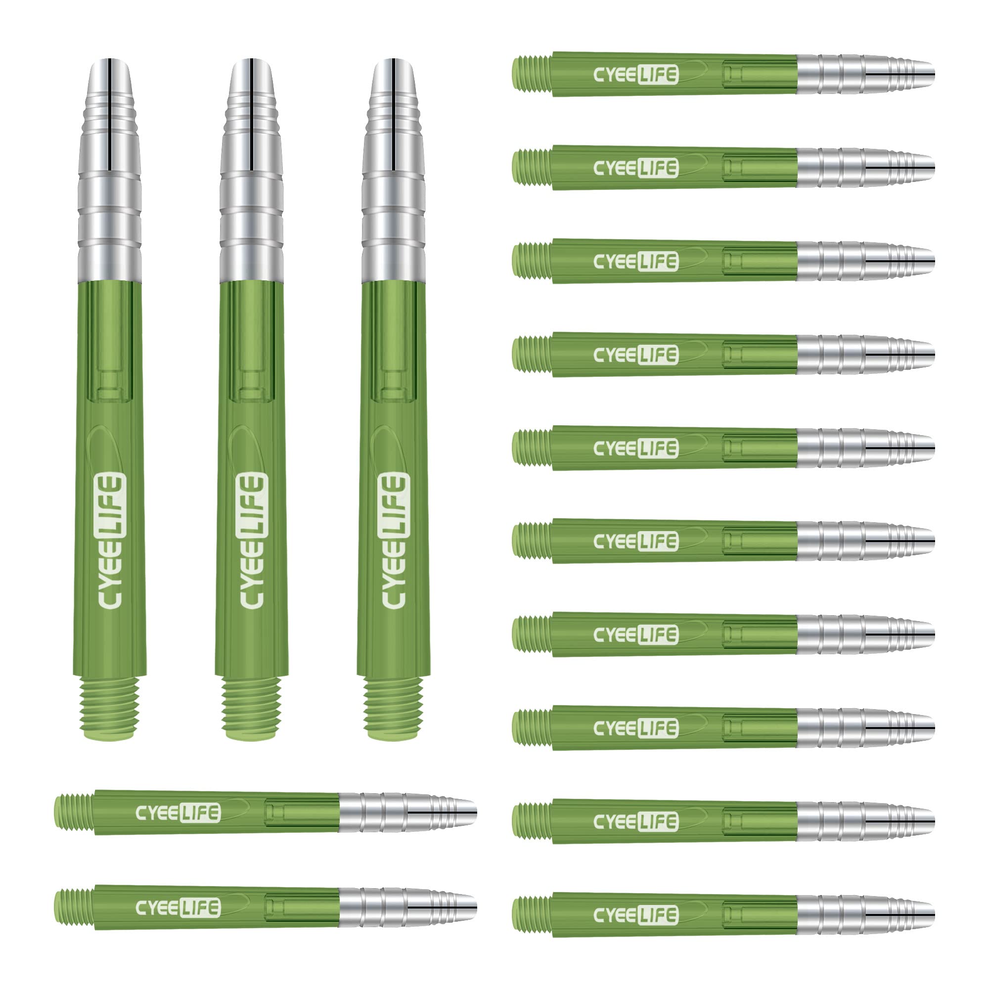 CyeeLife Transparent Alunium-Plastic Dart Shafts 15pcs 48mm Green Transparent
