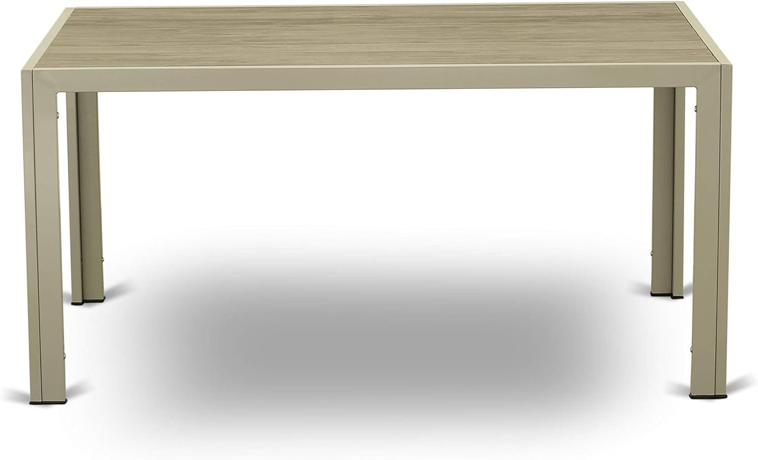 East West Furniture JUGU503A 5Pc Outdoor Natural Color Wicker Dining Set Includes a Patio Table and 4 Balcony Backyard Armchair with Linen Fabric Cushion: Furniture & Decor