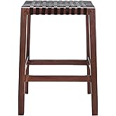 SAFAVIEH Home Capri Brown Wood and Leather 27-inch Counter Stool