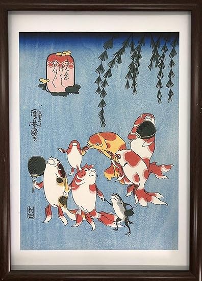 Amazon Co Jp 歌川国芳 金魚づくし ぼんぼん ポスター 輸送用 額付き ホビー おもちゃ 名画 グッズ 浮世絵 うちわ 団扇 ホビー 通販