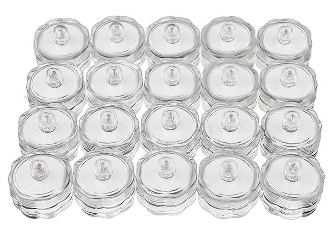 COSORO New White Submersible Waterproof LED Candle Lamp Environmental Friendly Famaless Safety Tea Lights for Decoration Wedding Party Bar (20pcs)