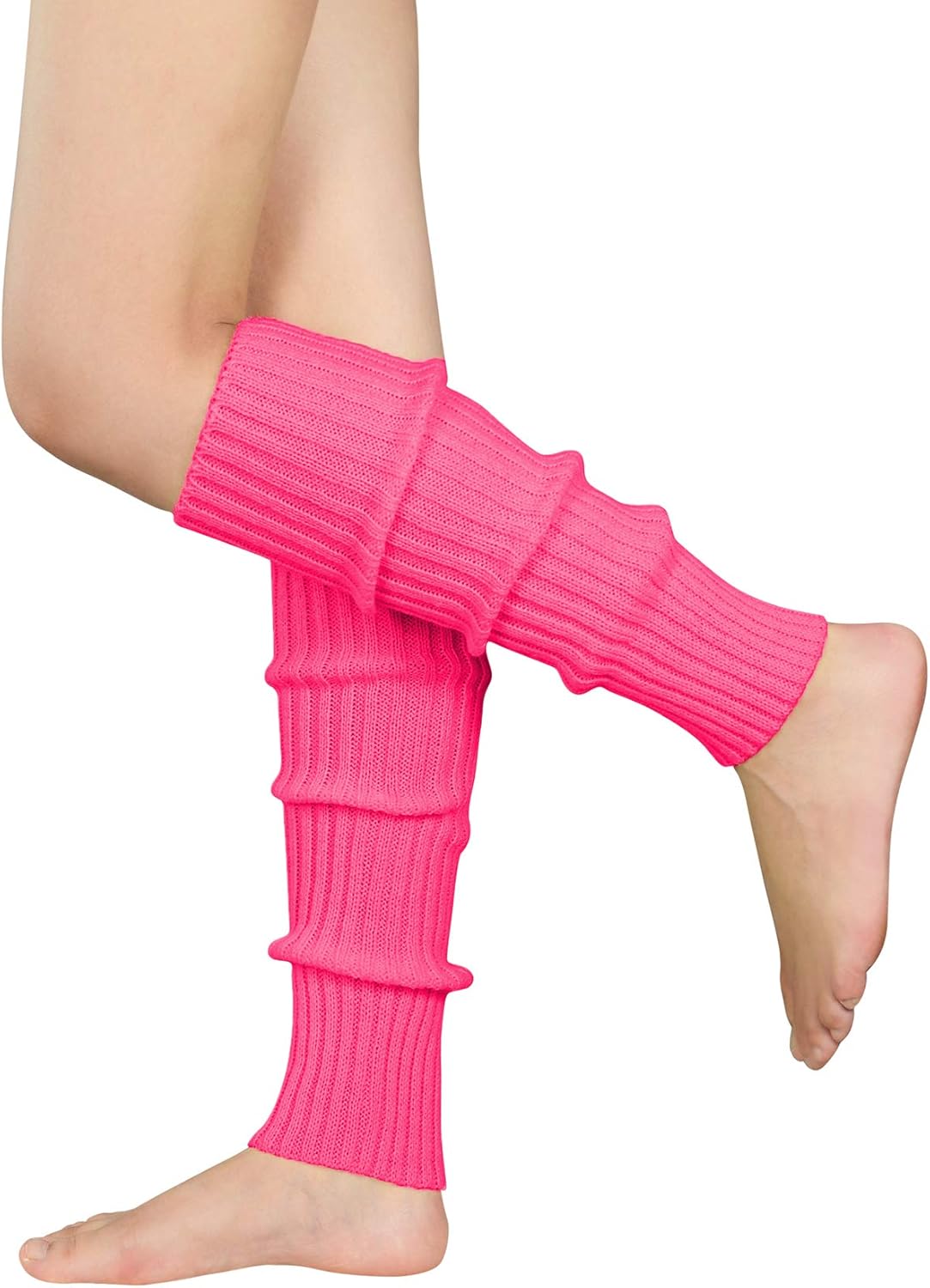 Leg Warmers for Women Girls 80s Ribbed Leg Warmer for Neon Party Knitted Fall Winter Sports Socks Red: Clothing