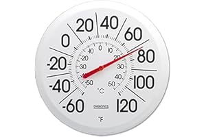 Springfield Indoor Outdoor Big and Bold Thermometer with Mounting Bracket, Easy to Read Numbers for Patio, Pool, and Indoor Areas, 13.25-Inch, White