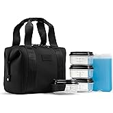 Fit & Fresh Remi Neoprene Lunch Bag For Women - Meal Prep Kit with Containers & XL Ice Pack, Self Insulating Neoprene-like Material, Machine Washable Lunch Bag, Tear-Resistant, Stain-Resistant, Black