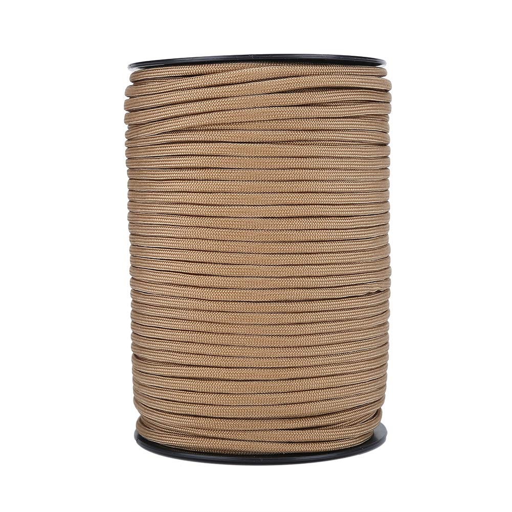 Dioche Nylon Parachute Cord, 550 Multifunction Paracord Roll Tent Rope Parachute Cord Paracord Ultimate Survival Parachute Cord Durable Lanyard 9 Strand Core 100m(Khaki)