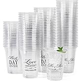 Yicentdp 150 Pack Wedding Disposable Plastic 12 oz Mr and Mrs Cups for Wedding Reception and Bridal Shower Decorations