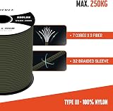 BROTREE 4mm Paracord 550 15M Nylon Rope 7 Strands 250kg Type III Army Green view 3