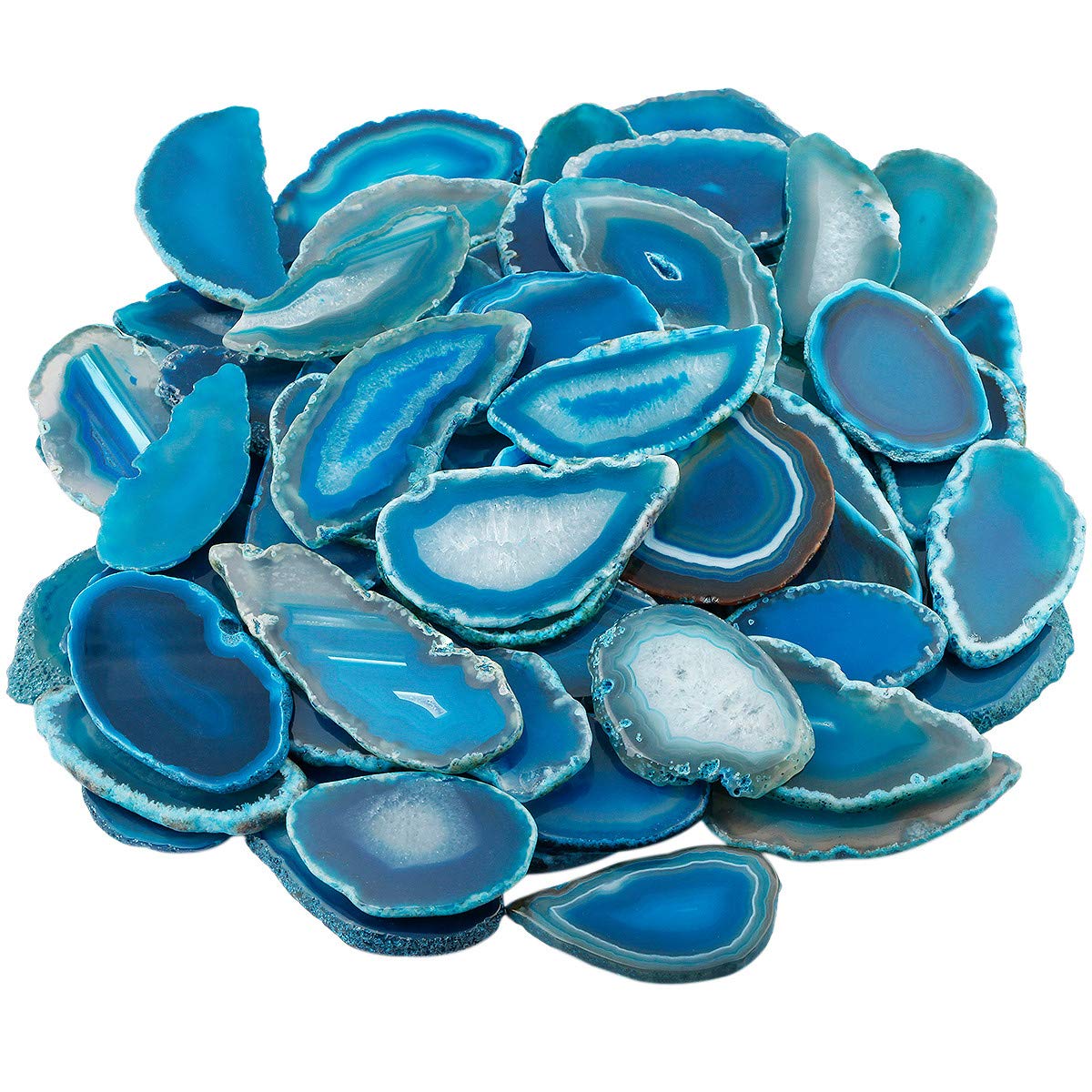 KYEYGWO 10 Pcs Polished Agate Geode Slices Stone for Home Decoration, Irregular Healing Crystals for Jewelry Making, Place Cards for Weddings