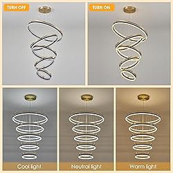 Benkut 5-Rings Modern LED Chandelier Black Gold