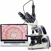 SWIFT SW380T Trinocular Compound Microscope with 5MP Camera | 40X-2500X DIN Achromatic Optics,Siedentopf Head &amp; Mechanical Stage for Students, School Lab &amp; Home