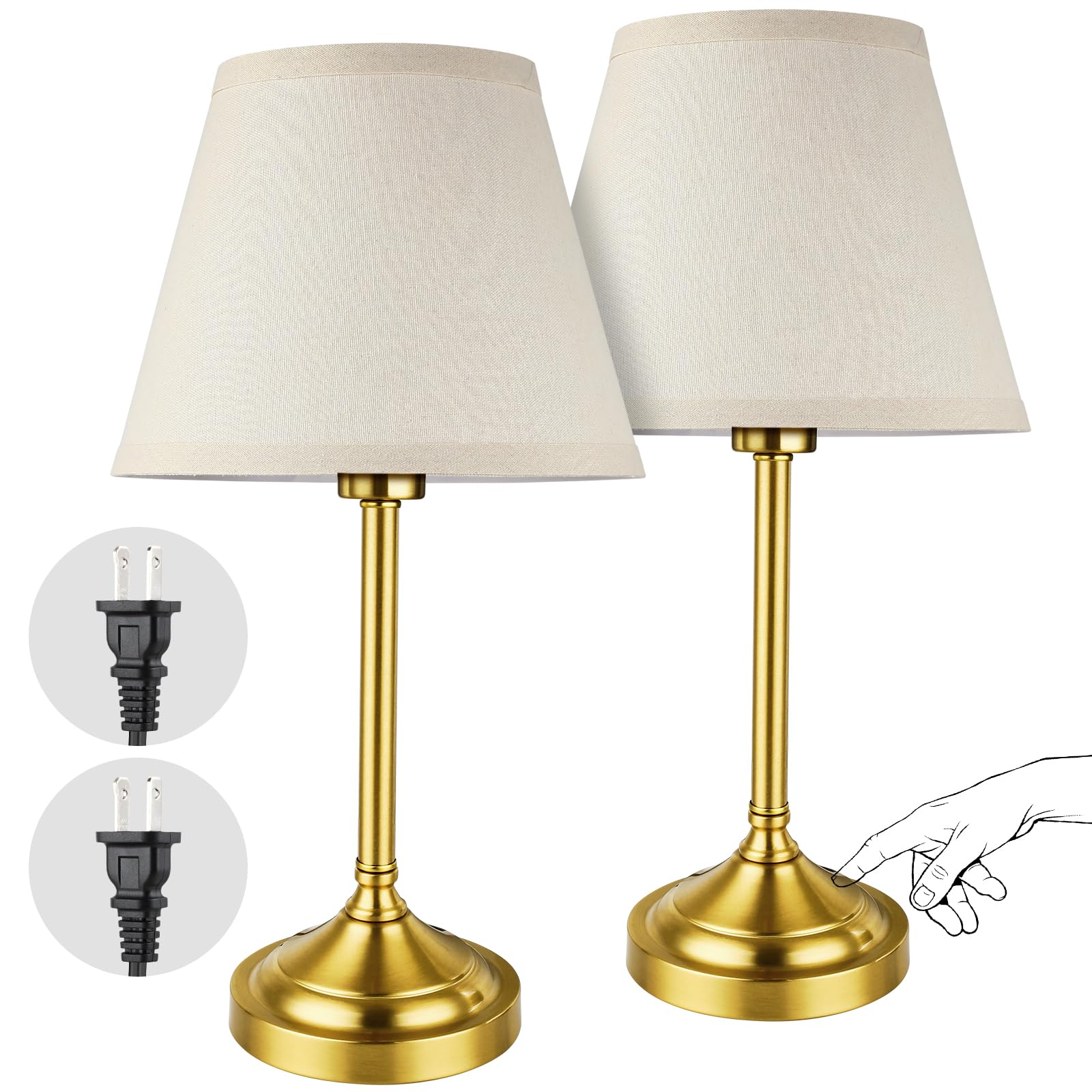 Photo 1 of LEDIKON Touch Control Gold Table Lamps Set of 2, 3-Way Dimmable Bedside Lamps with LED Bulbs for Nightstands Bedroom Living Room Office