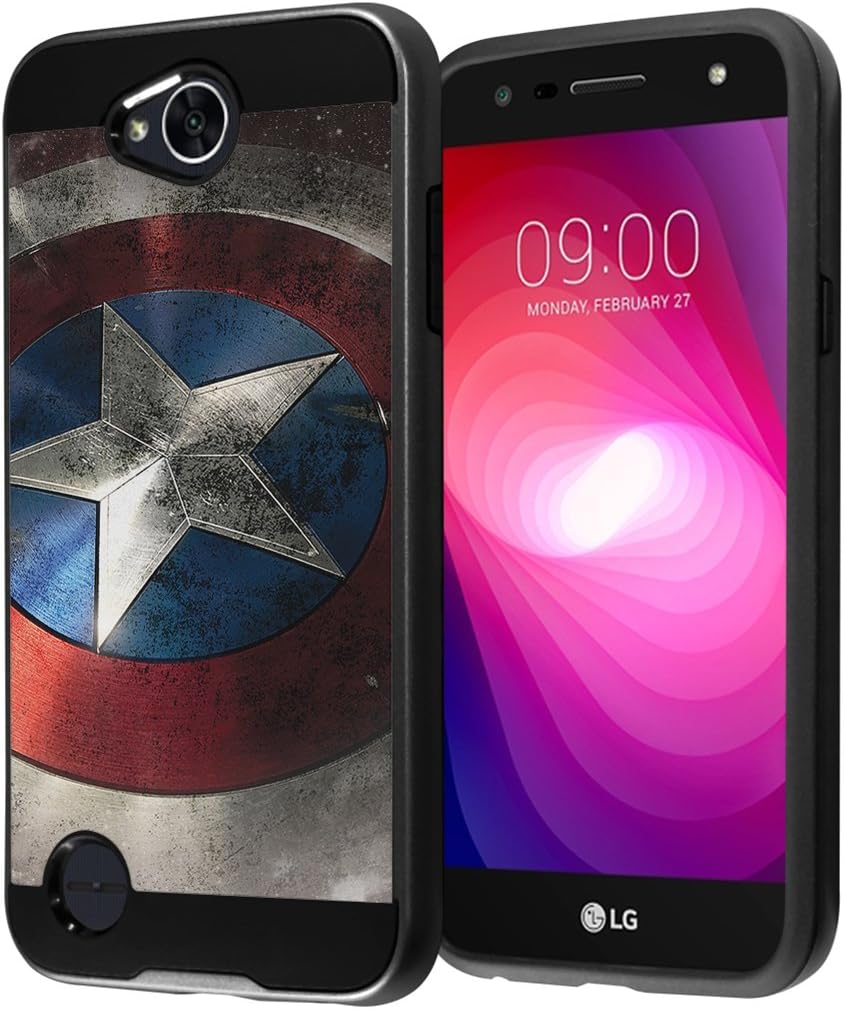Capsule Case Compatible with LG Fiesta 2 (L163BL), LG X Power 2 (M320), LG X Charge (M322), Fiesta LTE, K10 Power, LS7 4G LTE [Dual Layer Slick Armor Case Black] - (Rock Star)