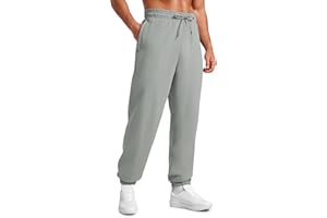 CRZ YOGA Cotton Fleece Lined Relaxed Sweatpants for Men 32" - Loose Lounge Casual Bottom Sweat Pants with Zipper Pocket