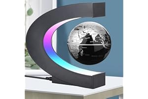 DCAUT Magnetic Levitation Floating Globe with LED Lights 3 inch Map Globe with C Shape Base for Educational Home Office Desk Bookshelf Decor, Cool Tech Gift for Business Men Father Boys (Black)
