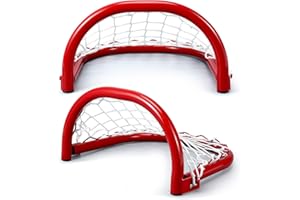 Soulchen 2 Pcs Mini Street Hockey Net Youth Indoor Outdoor Sport Steel Hockey Goal for Roller Street Portable Junior Goal Practice and Training