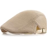 Xinveen Men's Mesh Cap Breathable Summer Newsboy Hat Adjustable Beret Ivy Cap Irish Cabbie Driving Hunting Hats