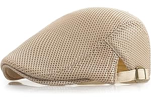 Xinveen Men's Mesh Cap Breathable Summer Newsboy Hat Adjustable Beret Ivy Cap Irish Cabbie Driving Hunting Hats