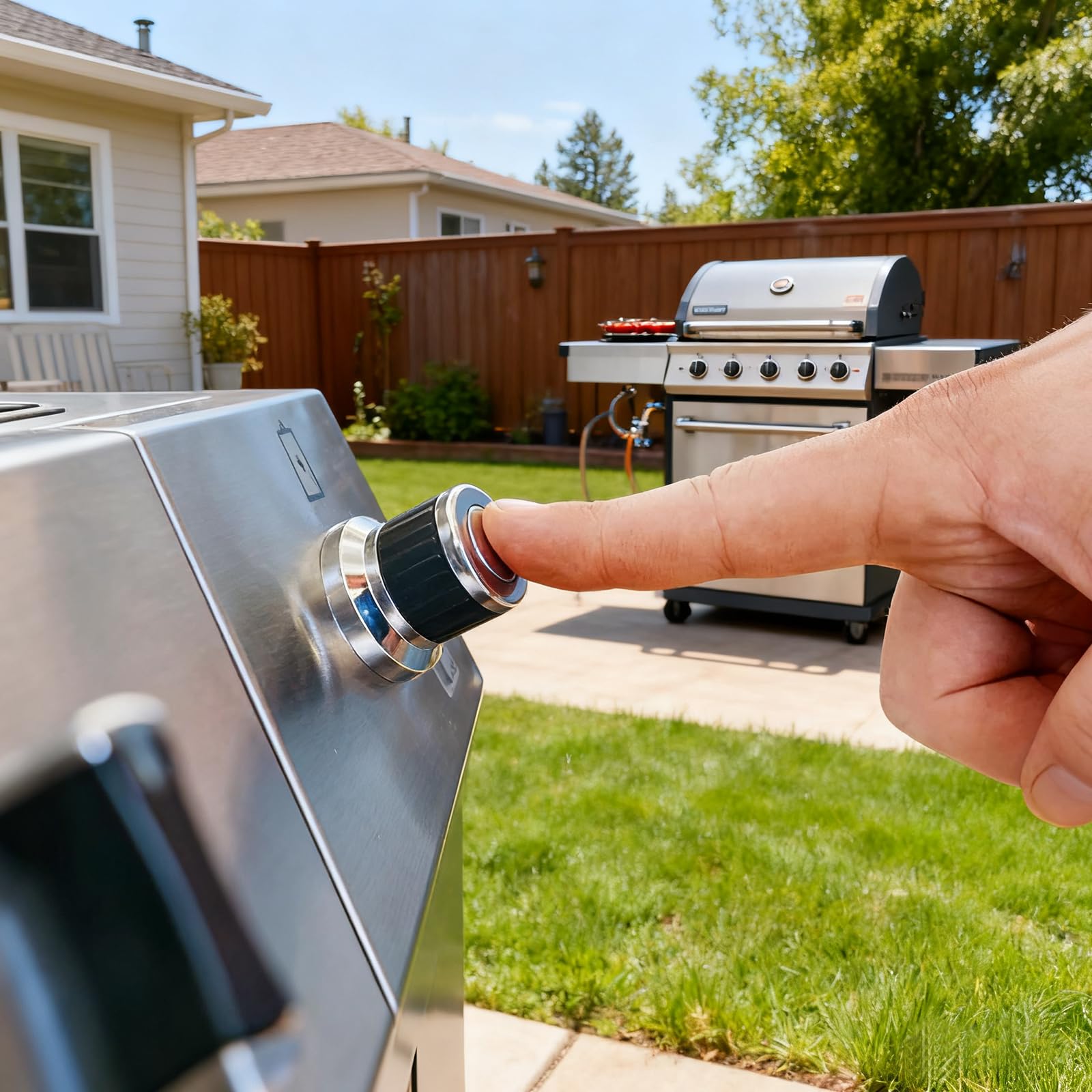 MCAMPAS Universal AA Battery Push Button Igniter - Gas Grill Replacement Compatible with Char-Broil, Nexgrill, Brinkmann, Blackstone Griddle (2 Outlet - Silver)