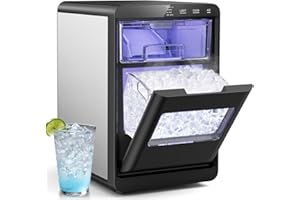 TUATNUT Nugget Ice Maker, 44lbs/24h Ice Makers Countertop, Soft Ice Ready in 5-10Mins Pebble Ice Maker, Self-Cleaning Pellet Ice Maker for Home, Kitchen, Office, Party