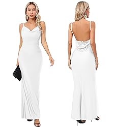 Capuffy Women Drape Neck Formal Maxi Dresses Lace