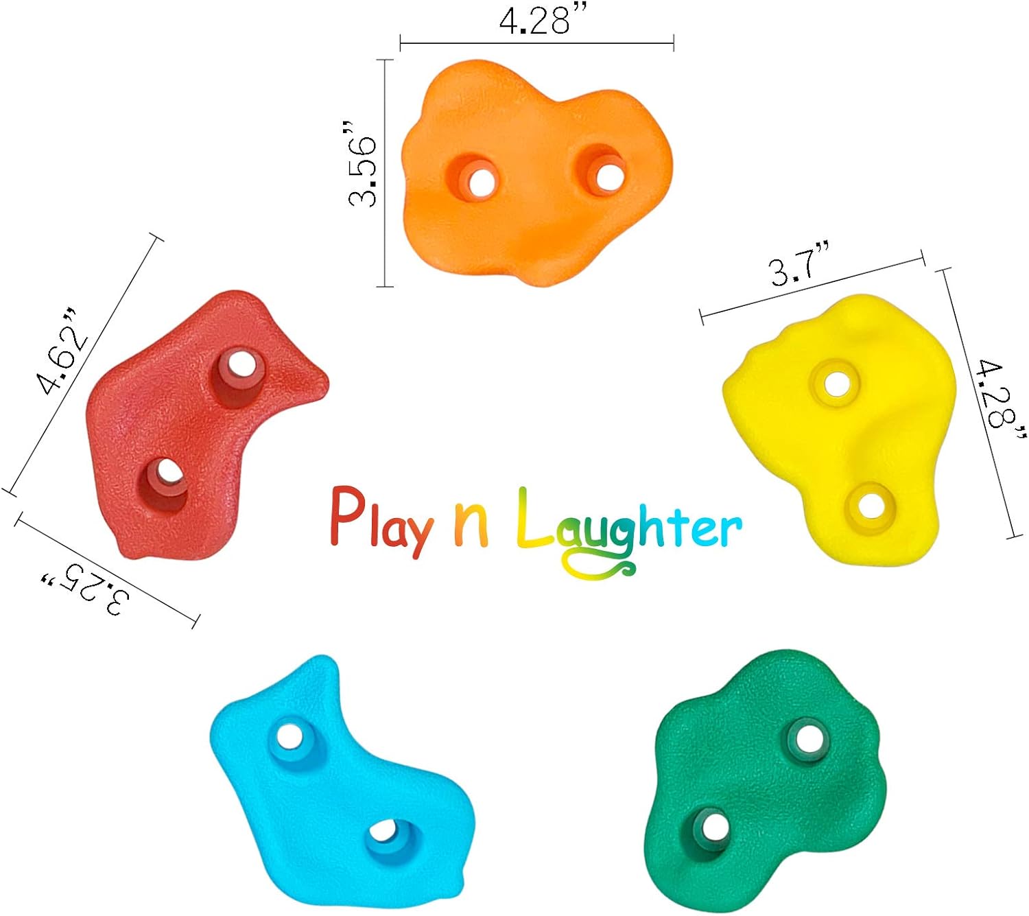 Play N Laughter 20 Assorted Kids Climbing Rock Holds with Knotted Rope Kit - Mounting Hardware Included for Installation up to 1" Thick Wall: Toys & Games