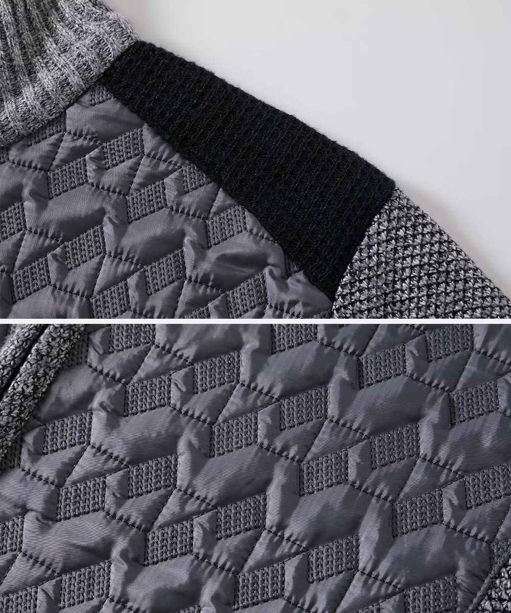 Msmsse Men's Full Zip Cardigan Sweater for Men Causal Thick Slim Fit Knitted Sweaters Jacket Black M