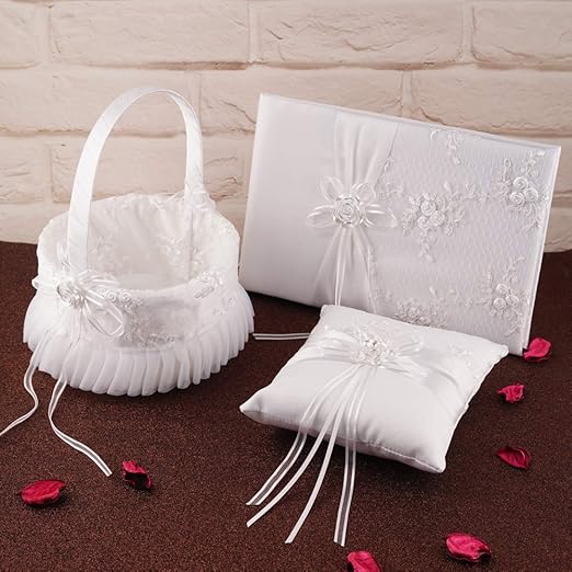 Amazon Com Longble Satin Wedding Flower Girl Basket Ring Bearer