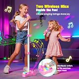 Dislocati LED Stand Karaoke Machine 2 Microphones Bluetooth Kids Gift 3-12 view 5