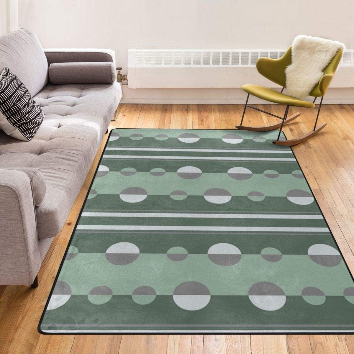 Super Soft Modern Circles And Stripe In Sage Green And Gray 1 Area Rugs Living Room Carpet Bedroom Rug For Children Play Solid Home Decorator Floor Rug And Carpets 210 X 150