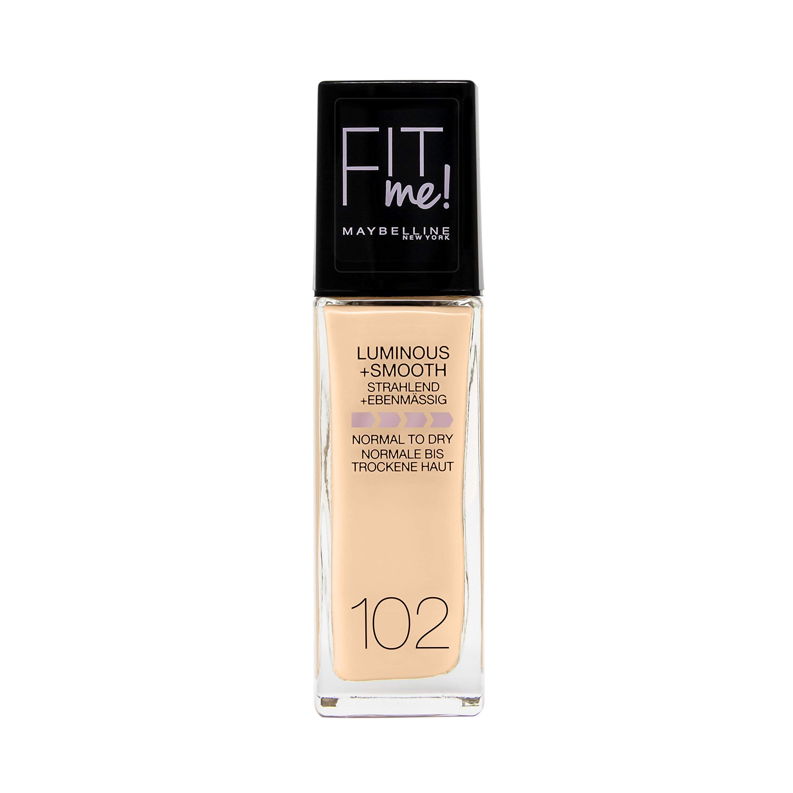 Maybelline New York Fit Me! Make-Up, Foundation with SPF18, For Flawless Skin, All Skin Types, No. 102 Fair Ivory, 30 ml