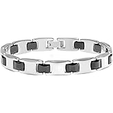 STEEL NATION JEWELRY Men's 8.5-Inch Two- tone Black Tungsten H-Link Bracelet - Bold & Sophisticated