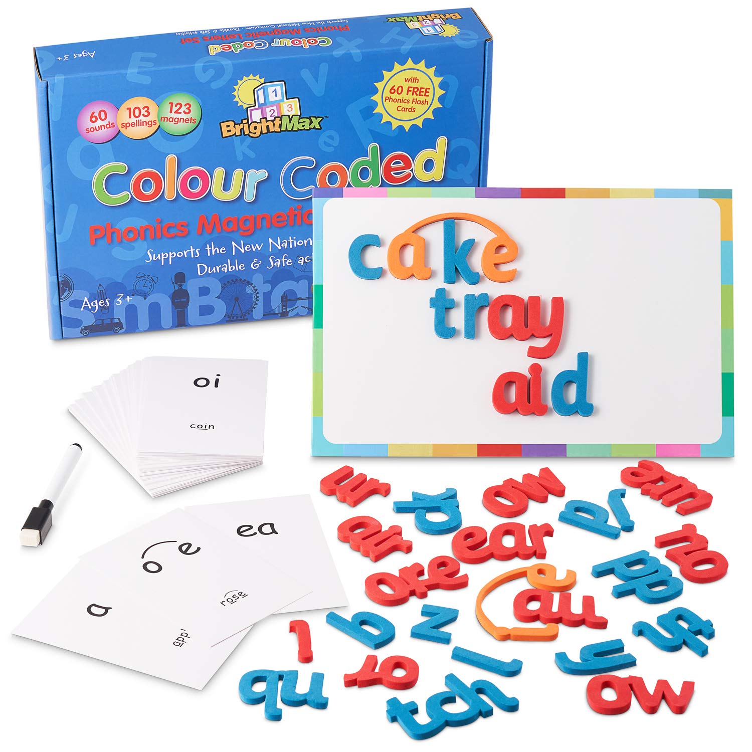 BrightMax UK Designed Colour Coded Phonics Magnetic Letters Set