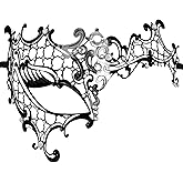 J.CARP Masquerade Mask for Women, Metal Masks with Sparkling Rhinestones, Venetian Party Mask, Carnival Decorations